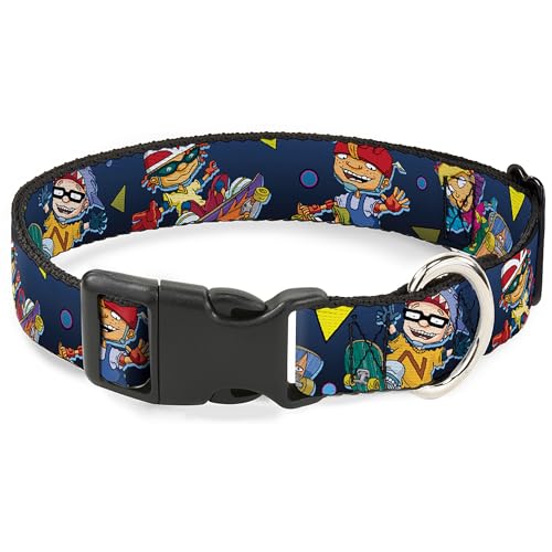 Nickelodeon Hundehalsband, Kunststoffschnalle, Rocket Power-Figur, Posen Formen, kühles Grau, mehrfarbig, 33 bis 43 cm, 3,8 cm breit von Buckle-Down