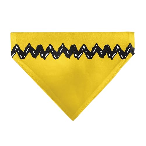 Buckle-Down Peanuts Haustier-Halstuch, Charlie Braun, Gelb, Zick-Zack-Streifen, Doppelseitiger Druck, Polyester, One Size, Hund, Bandana von Buckle-Down