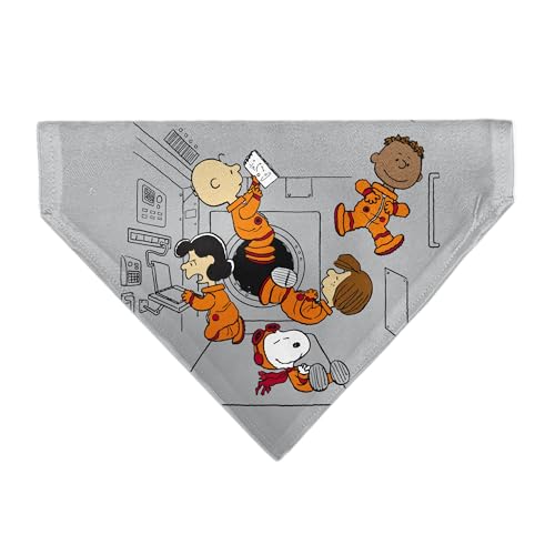 Peanuts Haustier-Halstuch, Peanuts-Gang, schwimmend, Astronauten-Gruppenpose, grau, nur Schlupfhalsband, Bandana von Buckle-Down