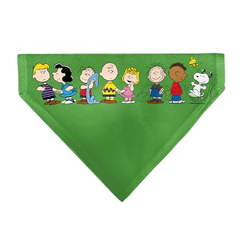 Peanuts Haustier-Halstuch, Peanuts-Gang-Gruppen-Pose, Grün, nur Schlupfhalsband von Buckle-Down