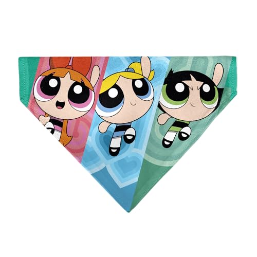 Powerpuff Hundehalstuch für Mädchen, The Powerpuff, Fliegerhaltung, Rosa, Blau, Grün, Schlupfhalsband, Bandana von Buckle-Down