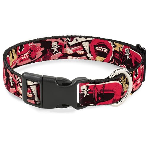 Rick and Morty Hundehalsband, Kunststoffschnalle, Rick and Morty Anatomie-Park-Collage, Rot, Schwarz, 24,1 bis 33 cm, 2,5 cm breit von Buckle-Down