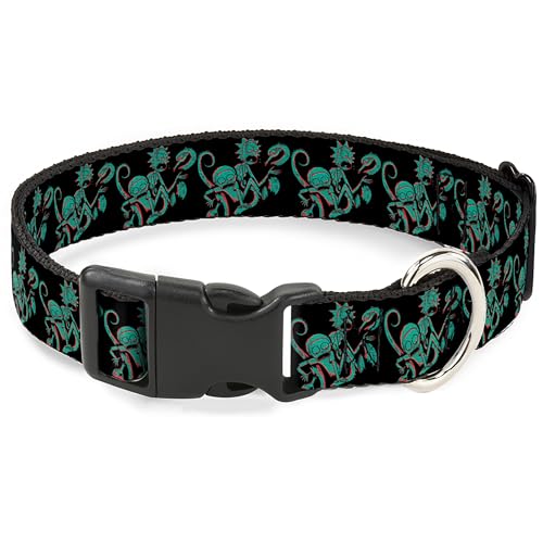 Rick and Morty Hundehalsband, Kunststoffschnalle, psychedelische Monster-Pose, schwarz-grün, 24,1 bis 33 cm, 2,5 cm breit von Buckle-Down