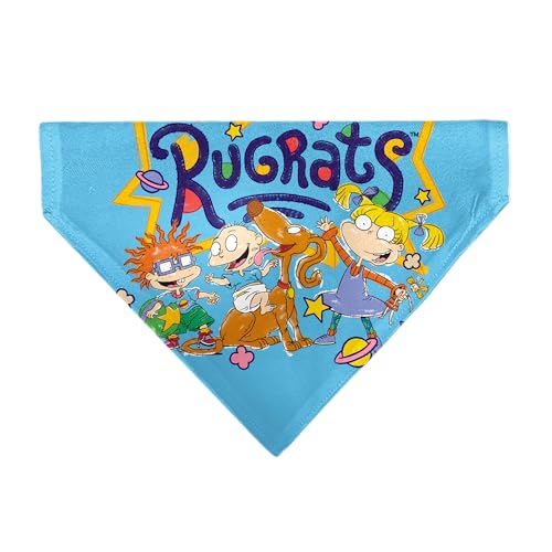 Rugrats Haustier-Halstuch, Rugrats Vier-Charakter-Gruppen-Pose und Titel-Logo, hellblau, nur Schlupfhalsband, Bandana von Buckle-Down