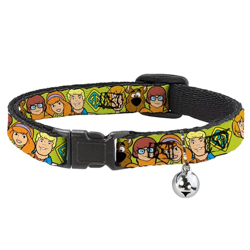 Scooby Doo Katzenhalsband, Abreißhalsband mit Glöckchen, Scooby Doo-Figur, Gesichter, Nahaufnahme, Grün, 21,6 bis 30,5 cm, 1,3 cm breit von Buckle-Down