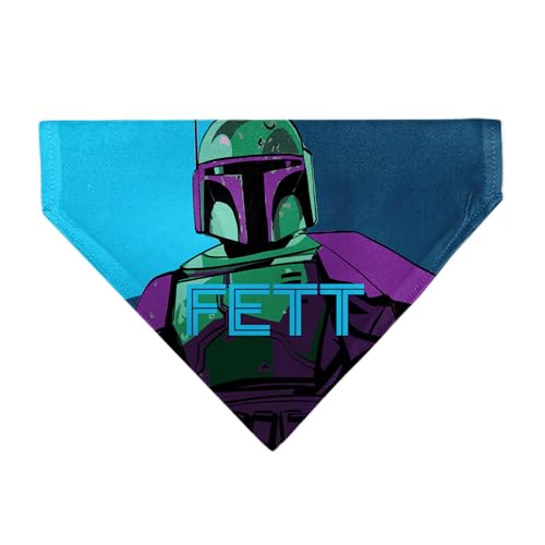 Star Wars Haustier-Halstuch, Star Wars Fett Text und Boba Fett Pop Art Pose Blues Schlupfhalsband von Buckle-Down