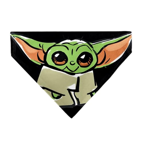 Star Wars Haustier-Halstuch, Star Wars Grogu Baby Yoda, lächelnder Eindruck, Malerei, schwarz, Schlupfhalsband, Bandana von Buckle-Down