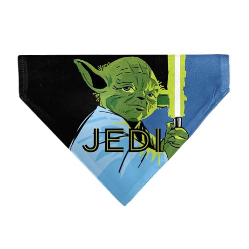 Star Wars Haustier-Halstuch, Star Wars Jedi-Text und Yoda-Lichtschwert, Pop-Art, Schwarz / Blues, Schlupfhalsband von Buckle-Down