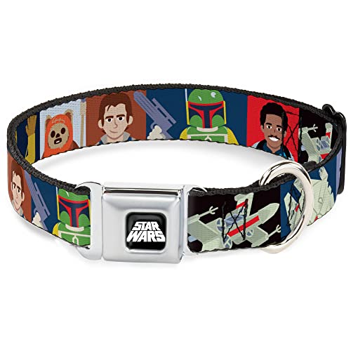 Star Wars Haustierhalsband, Hundehalsband, Metall-Sicherheitsgurtschnalle, Star-Wars-Posenblöcke, mehrfarbig, 50,8 bis 78,9 cm, 3,8 cm breit von Buckle-Down