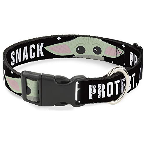 Star Wars Hundehalsband, Kunststoffschnalle, Star Wars The Child Chibi Face Protect Attack Snack, 17,8 bis 21,6 cm, 1,3 cm breit von Buckle-Down