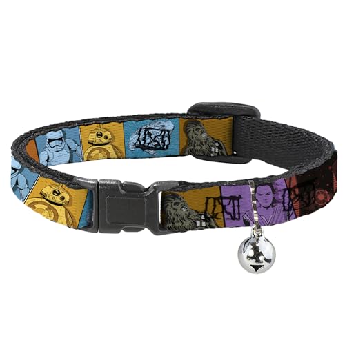 Star Wars Katzenhalsband mit Glöckchen, leicht verstellbar, Charakter und Symbole der Macht, mehrfarbig, 21,6 bis 30,5 cm, 1,3 cm breit von Buckle-Down