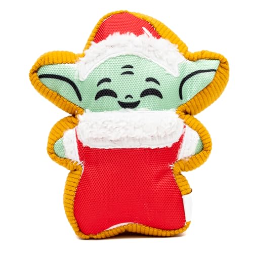 Star Wars Quietschendes Plüsch-Hundespielzeug für große, mittelgroße und kleine Hunde, Holiday Grogu Santa Cookie Replik von Buckle-Down