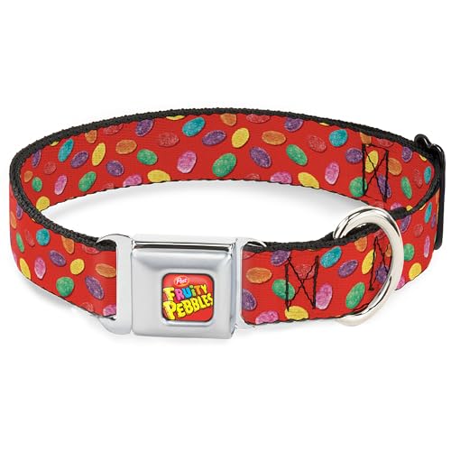 The Flintstones Hundehalsband, Metall-Sicherheitsgurtschnalle, fruchtige Kieselsteine, Getreidekiesel, verstreut rot, mehrfarbig, 28,9 cm bis 41,5 cm 2,5 cm breit von Buckle-Down