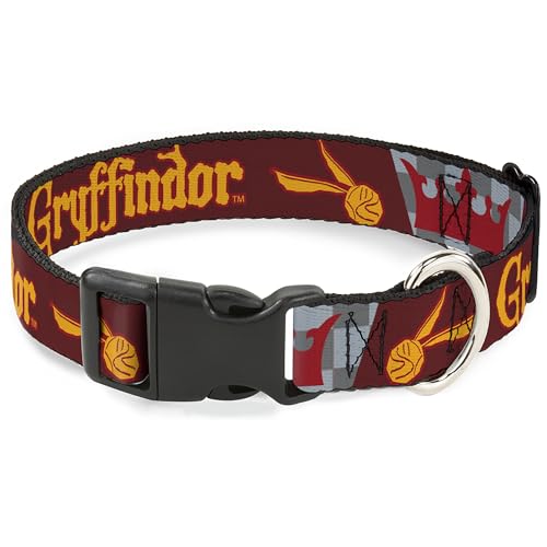 Warner Bros. Hundehalsband, Kunststoffschnalle, Harry Potter Gryffindor Quiditch Ball Crown Rotgoldgrau, 21,6 bis 30,5 cm, 1,3 cm breit von Buckle-Down