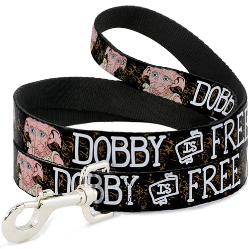 Warner Bros. Hundeleine Dobby is Free 3 Dobby Poses Star Swirls Black Gold White 1,8 m lang 1,3 cm breit von Buckle-Down