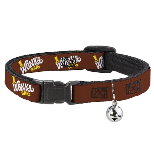 Warner Bros. Movies Katzenhalsband mit Wonka Bar Logo und Glöckchen, Kunststoffclip, leicht verstellbar, 21,6 bis 30,5 cm, 1,3 cm breit von Buckle-Down