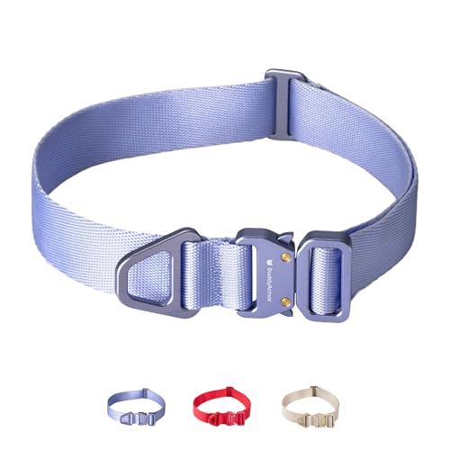 BuddyArmor Hundehalsband aus leichter Legierung, hochfestes Nylon mit Schnalle aus Aluminiumlegierung für mittelgroße und große Hunde, Größe L (Armor Blue) von BuddyArmor