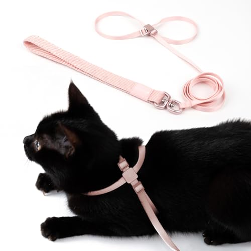 BuddyArmor Katzengeschirr und Leine, ausbruchsicher, Anti-Erstickung, verstellbar, leicht, für Katzen jeden Alters, Blush Pink von BuddyArmor