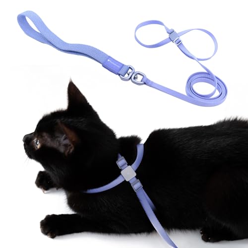 BuddyArmor Katzengeschirr und Leine, ausbruchsicher, Anti-Würgen, verstellbar, leicht, geeignet für Katzen jeden Alters, Blau (Armor Blue) von BuddyArmor