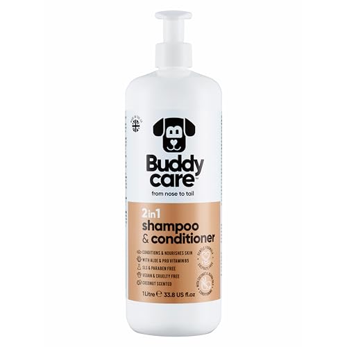 2in1 Shampoo & Conditioner von Buddycare - Praktisches Hundeshampoo und Conditioner in einem - Mit Aloe Vera und Pro-Vitamin B5 (1L) von Buddycare