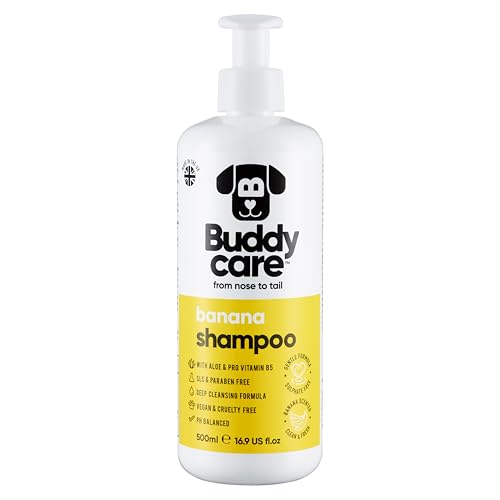 Banana Dog Shampoo von Buddycare - Tiefenreinigendes Shampoo für Hunde - Fruchtiger Duft - Mit Aloe Vera und Pro-Vitamin B5 (500ml) von Buddycare