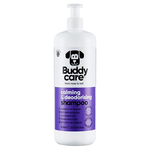 Beruhigendes & desodorierendes Shampoo von Buddycare - Lavendelduftendes Hundeshampoo - Mit Aloe Vera und Pro-Vitamin B5 (1L) von Buddycare