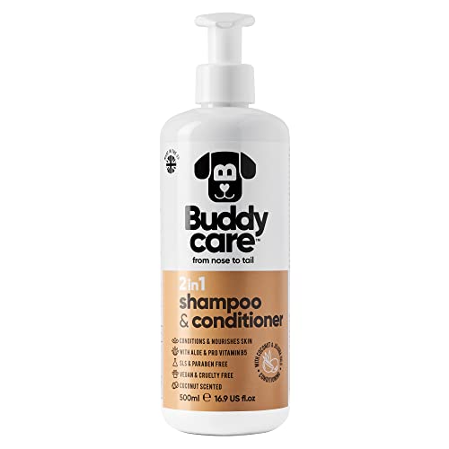 2in1 Shampoo & Conditioner von Buddycare - Praktisches Hundeshampoo und Conditioner in einem - Mit Aloe Vera und Pro-Vitamin B5 (500ml) von Buddycare