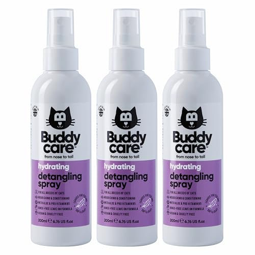 Buddycare Entwirrungsspray für Katzen, einfach zu verwendendes Entwirrungsspray für Katzen, ausspülfreie Formel (3 x 200 ml) von Buddycare