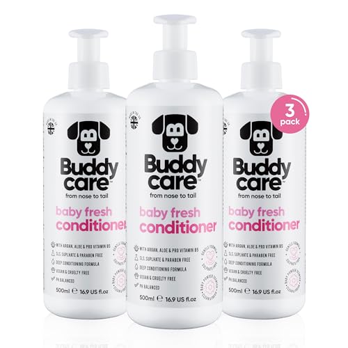 Buddycare Vitalisierer für Hunde Baby Fresh, 500 ml, 3 Stück – Conditioner mit Puder für Babys mit Aloe Vera und Provitamin B5 von Buddycare