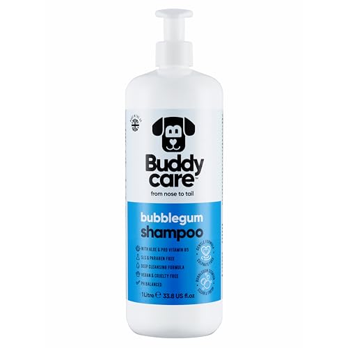 Kaugummi-Hundeshampoo von Buddycare - Tiefenreinigendes Shampoo für Hunde - Süßer Duft - Mit Aloe Vera und Pro-Vitamin B5 (1L) von Buddycare