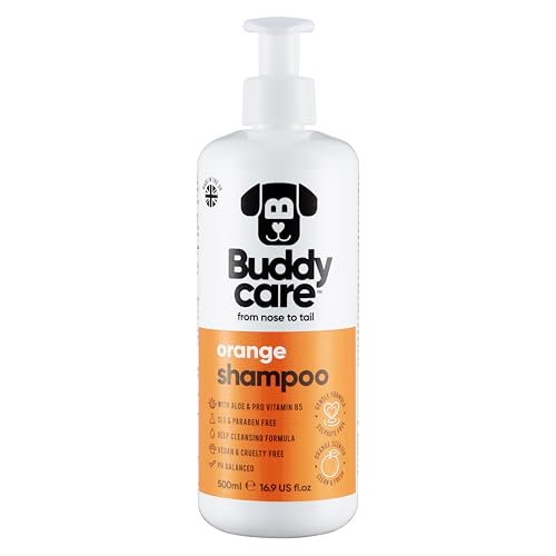 Orange Hundeshampoo von Buddycare - Tiefenreinigungsshampoo für Hunde - Fruchtiger Duft - Mit Aloe Vera und Pro-Vitamin B5 (500ml) von Buddycare