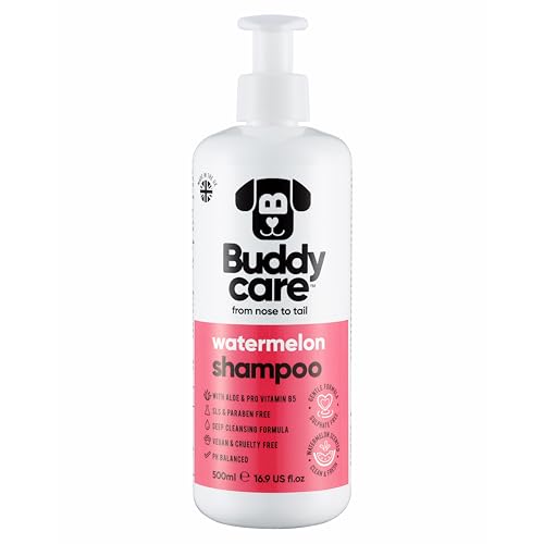 Wassermelonen-Hundeshampoo von Buddycare - Tiefenreinigungsshampoo für Hunde - Fruchtiger Duft - Mit Aloe Vera und Pro-Vitamin B5 (500ml) von Buddycare