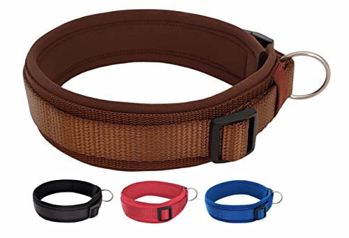 BUDDYPACK | Bequemes Hundehalsband | Extra-Breit mit Neopren-Polster | Für Kleine, Mittlere und Große Hunde | Größe XXS-3XL (M/L (47-52 cm), Schokobraun) von Buddypack