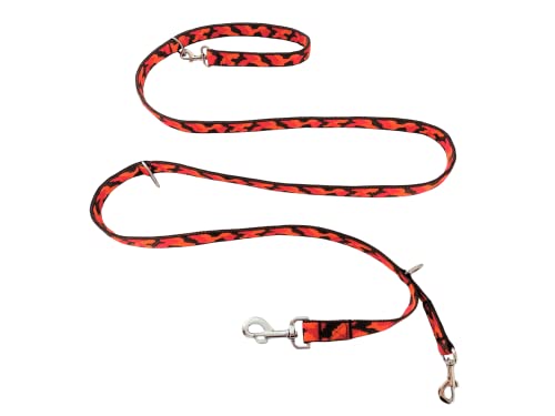 BUDDYPACK | Hunde-Spezialleine Doppelt hält Besser | Zusätzlicher Karabiner zur Absicherung | Mehrfach (3-Fach) Verstellbar (Modell A - 1,80 m lang - 25 mm breit, Braun-Orange-Rot) von Buddypack