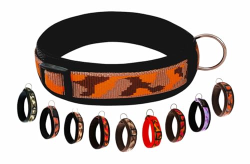 BUDDYPACK | Schickes Hundehalsband Extra-Breit und Weich mit Neopren-Polster | Alle Größen | Bunt (S/M (41-46 cm), Hellbraun-Orange-Dunkelbraun) von Buddypack