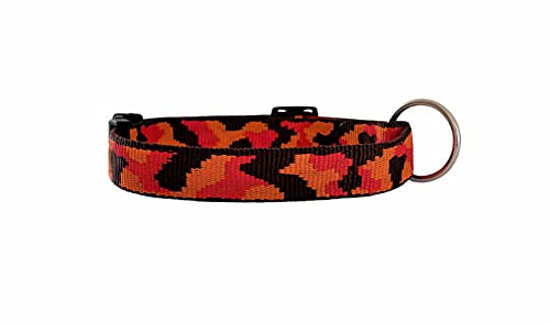 BUDDYPACK | Trendy Hundehalsbänder mit Klickverschluß verstellbar | Größe XS-XL | Viele Bunte Farben (L (55-70 cm), Dunkelbraun-Orange-Rot) von Buddypack