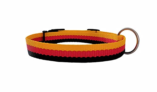BUDDYPACK | Trendy Hundehalsbänder mit Klickverschluß verstellbar | Größe XS-XL | Viele Bunte Farben (L (55-70 cm), Schwarz-Rot-Gelb) von Buddypack