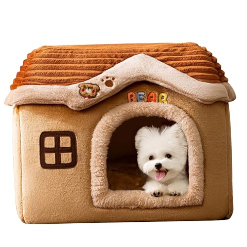 Hundehaus gemütlich, Hundehaus Innen, kleines Hundehaus, Größe für kleine mittelgroße Hund, Bequeme Höhle tragbares Haus für Hunde, Brown von Budstfee