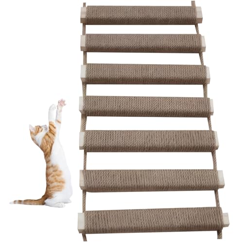 Budstfee Katzenkletterrahmen, Katzenleiter 10x39 Zoll hängende Holzkatze mit Leinenseil Kratzfeste Katzenleiter für Innenkatzen, Katzenkratzerpfosten von Budstfee