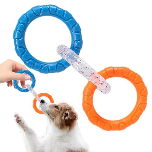 Buerfu 3-Ring-Schlepper-Hundespielzeug,Hunde-Ziehspielzeug | Tough Chew Toys Hundering,Unzerstörbares Kauspielzeug mit 3 Ringen, bissfeste Zwinge, interaktives Haustierzubehör für Hundeübungen von Buerfu