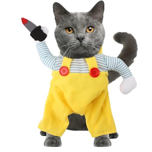 Buerfu Halloween-Katzenkostüme,Lustige Katzen-Halloweenkostüme | Cosplay Katzenkostüme Neuartige Hundekleidung | Foto-Requisiten, Halloween-Outfit für Katzen und kleine Hunde, Party-Verkleidung von Buerfu