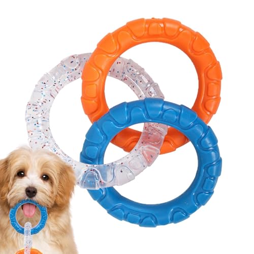 Buerfu Haustier-Kauring-Spielzeug, Hunde-Kauring-Spielzeug, Quietschspielzeug, Kauspielzeug-Ring für die Zahnreinigung, unzerstörbares Hundespielzeug für kleine, mittelgroße und große Hunde von Buerfu