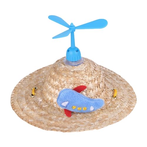 Buerfu Haustier-Strohhut, Hunde-Propellerhut - Kreative Hundestrohhüte mit Propeller | Verstellbare Sombrero-Mütze für kleine Hunde, mexikanische Par -Foto-Requisite für Hunde/Welpen/Katze/Kätzchen, von Buerfu