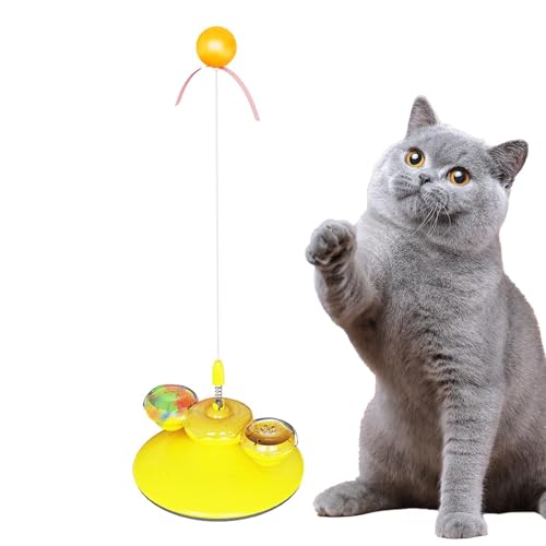 Buerfu Interaktiver Katzenstab, Katzen-Teaser-Stick mit Saugnapf und leuchtendem Ball, lustiger Katzen-Teaser für Kätzchen-Übungen, Haustier-Anreicherungsspiel von Buerfu