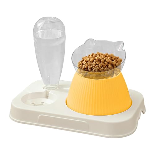 Buerfu Katzen -Fütterungsschalen, Tierfutterschalen für Katzen - Multifunktionaler automatischer Feeder -Wasserspender - Small Dog Bowls Anti-Tip-Automatikspender für Haustierpuppenkätzchen von Buerfu