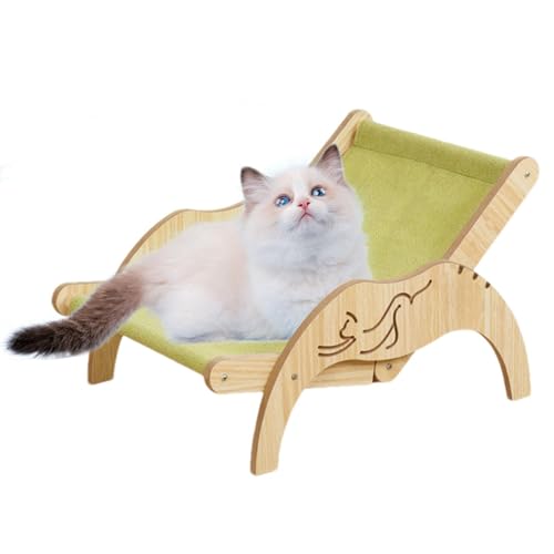 Buerfu Katzen-Sisal-Loungesessel,Sisal-Katzenstuhl - Gemütliche Katzenliege mit Sisalmatte,Sisalmatte, Katzen-Strandkorb, 3-Fach höhenverstellbar, geeignet für kleine bis große Katzen, alle von Buerfu