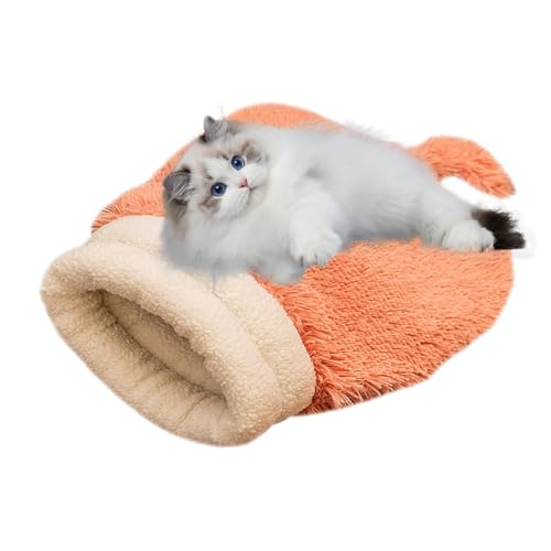 Buerfu Katzenbett Höhlenschlafsack,Cat Sleeping Bag Wärmende Katzenbetthöhle Für Drinnen, Halbgeschlossenes Haustierschlafbett Für Katzen Und Kleine Hunde von Buerfu