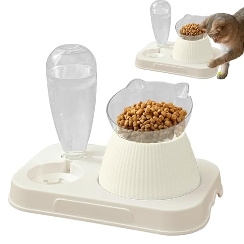 Buerfu Katzenfutter und Wasserschale, Haustierschalen Katze | Multifunktionaler automatischer Feeder -Wasserspender - Small Dog Bowls Anti-Tip-Automatikspender für Haustierpuppenkätzchen von Buerfu