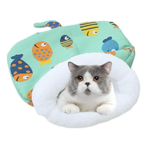 Buerfu Katzenschlafsack, Cat Sleeping Bag Warm Pet Bed Halbgeschlossenes Haustierkuschelbett Soft and Warm Katzenbett Höhlenschlafsack Für Katzen Und Kleine Hund von Buerfu