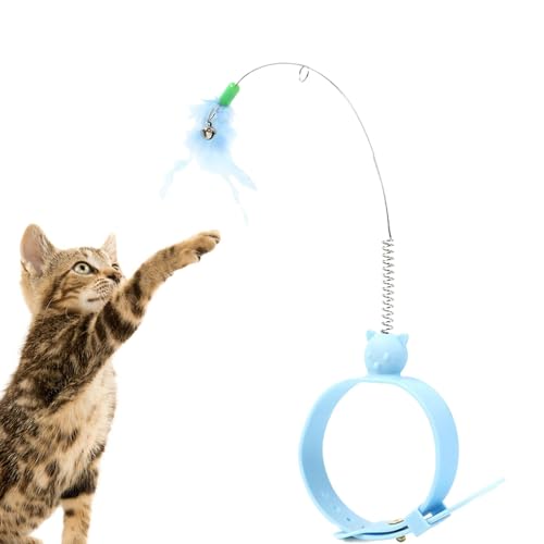 Buerfu Katzenspielzeug, Katzenspielzeug für Hauskatzen,Swing Spring Cat Teaser Zauberstab Spielzeug mit Feder | Lustiges Katzenspielzeug, bequemes Katzen-Entspannungszubehör für den Innenbereich mit von Buerfu